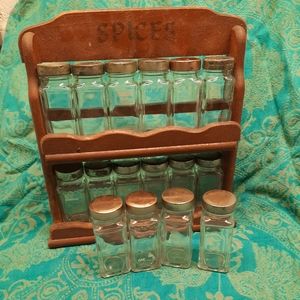 Wooden vintage spice rack